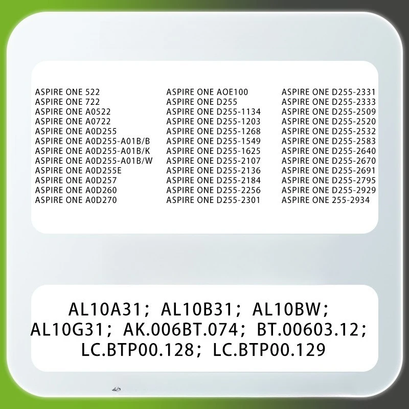 4400mAh 11.1v Compatible for  Acer D255 D260 D257  AOE100 AL10A31/B31/G31 Models for Long Endurance  Laptop  Batteries
