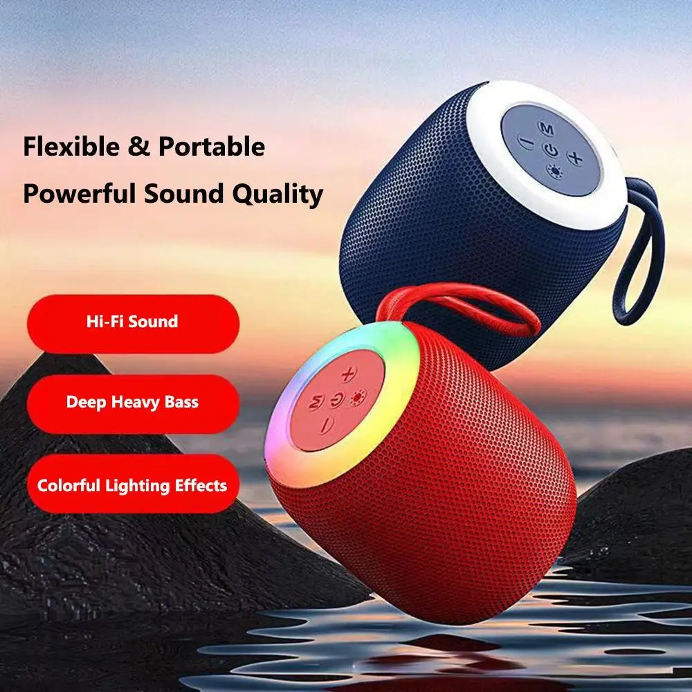 

RGB Light Bluetooth Speaker Mini Size Wireless Fabric Speaker Loud Stereo Portable Stereo Speaker Outdoor Use/Car/Home/Camping