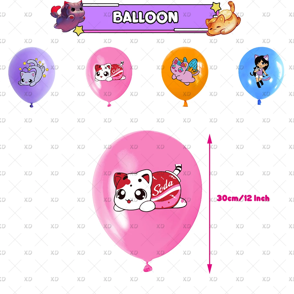 Cartoon Aphmau Meemeows Geburtstagsparty Dekorations-Set Banner Luftballons Kuchendekoration Hintergrund Cartoon-Kulisse Kindergeschenk – Detail 4
