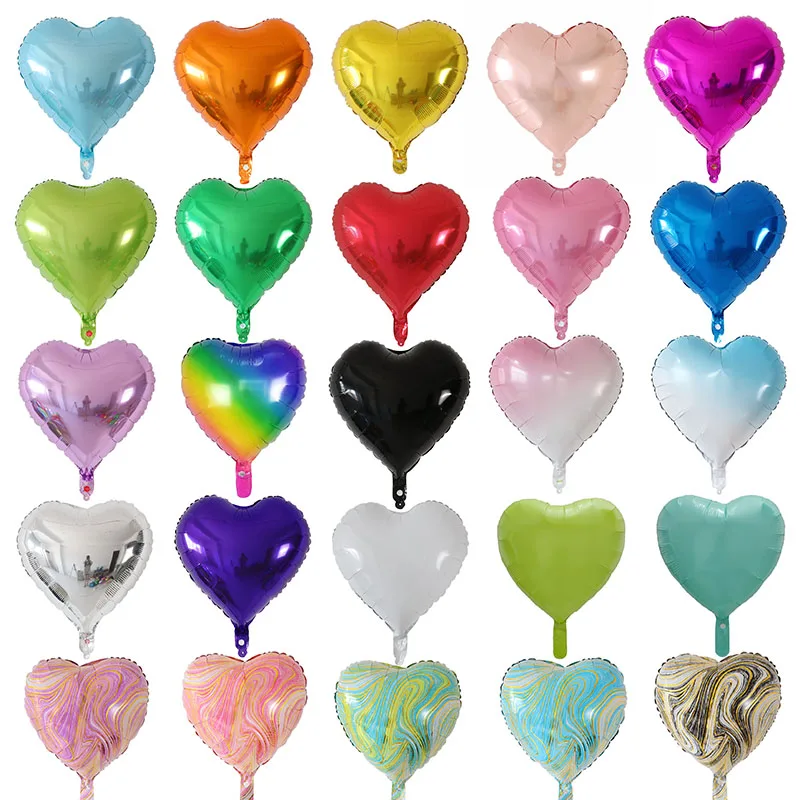 10Pcs 18Inch Multi Rose Gold Heart Foil Balloons Metal Helium Globos Wedding Party Decorations Girl Birthday Engagement Gifts