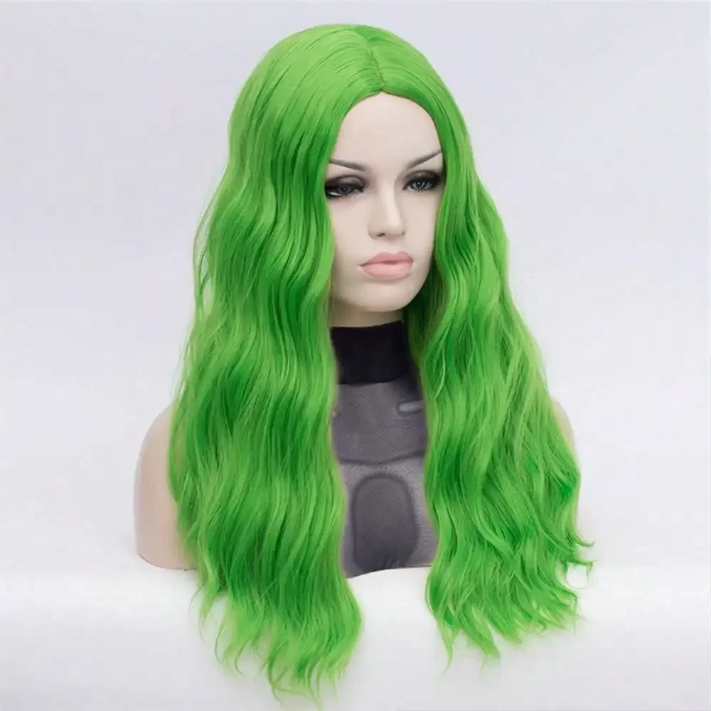 MSIWIGS-pelucas sintéticas onduladas para mujeres blancas y negras, línea media verde larga, peluca roja, Red Rosa resistente al calor, Cosplay