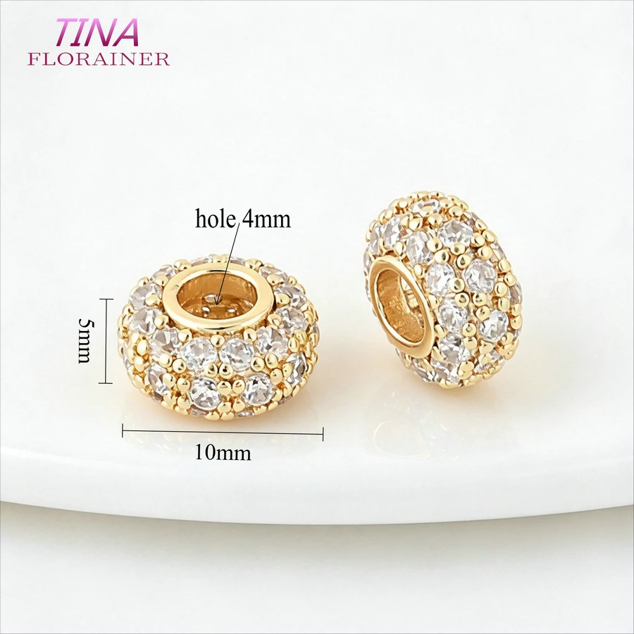 10MM 14K Gold Farbe vergoldet Messing und Zirkon Rondellen Kristall Perle lose Distanzperlen für DIY Schmuckherstellung Zubehör – Detail 5