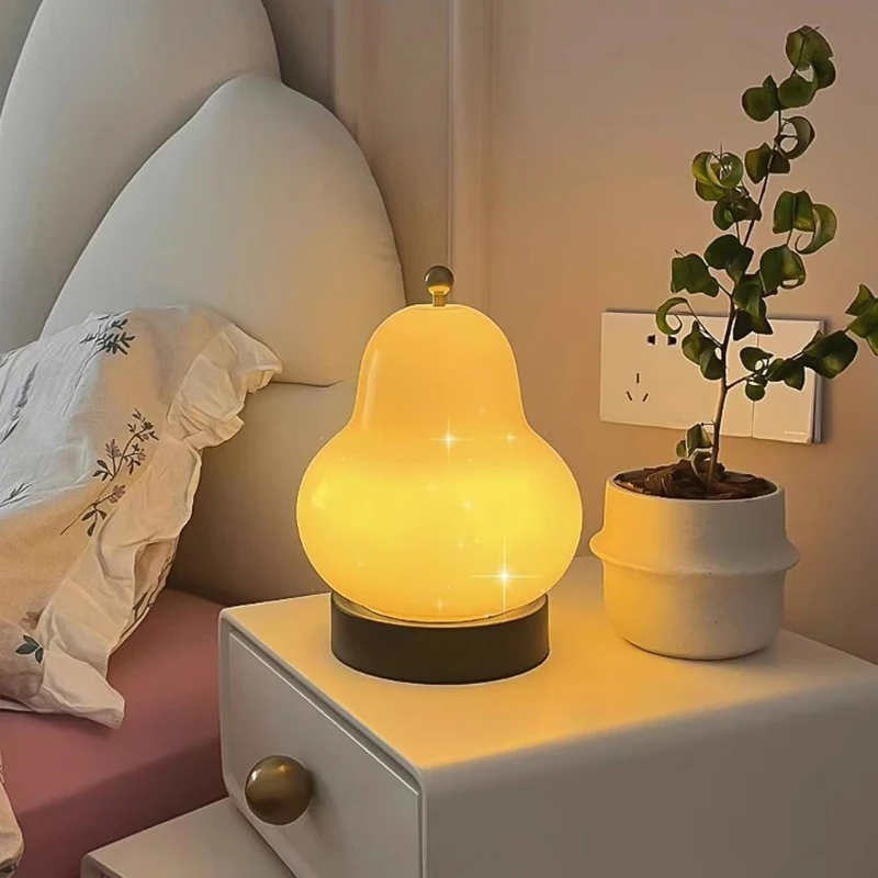 

Pear Table Lamp Touch Switch Bedroom Bedside Lamp LED Eye Protection Charging Night Light Instagram Atmosphere Decoration Lights