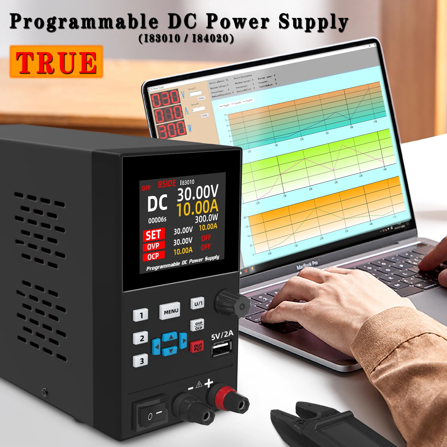 Programmable Dc Power Supply 30V 10A - BSIDE DC Laboratorium Gereglementeerde Voeding Programmeerbaar