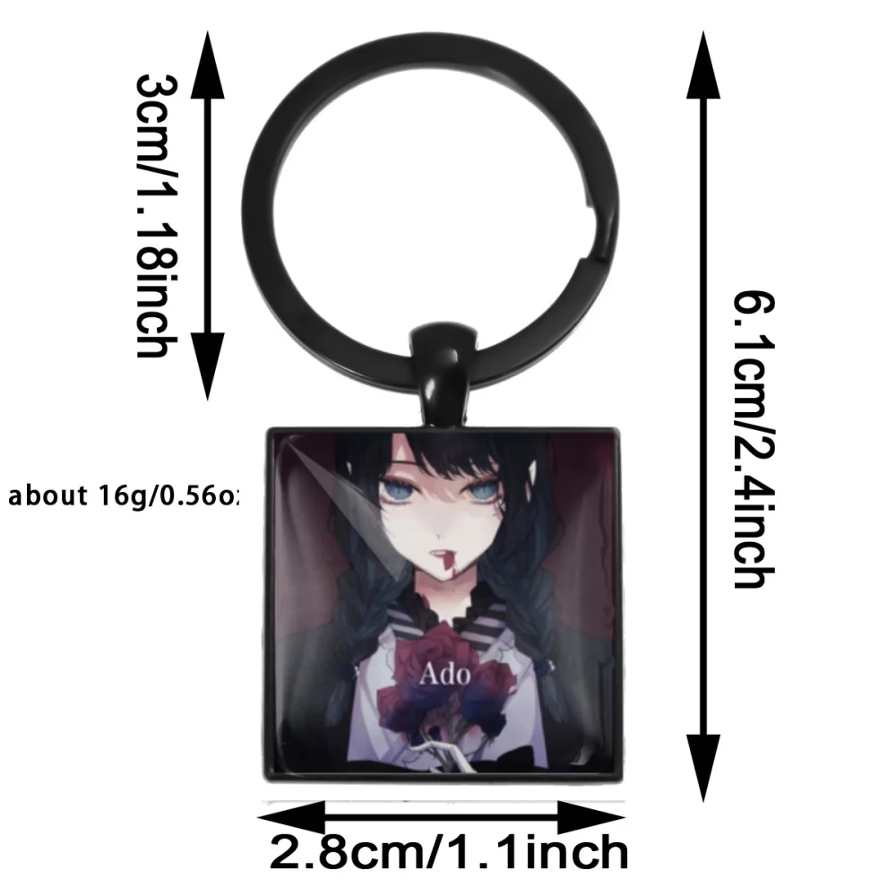 Ado Kyogen X Uta I Love Ado 25mm Handmade Keychain Glass Square
