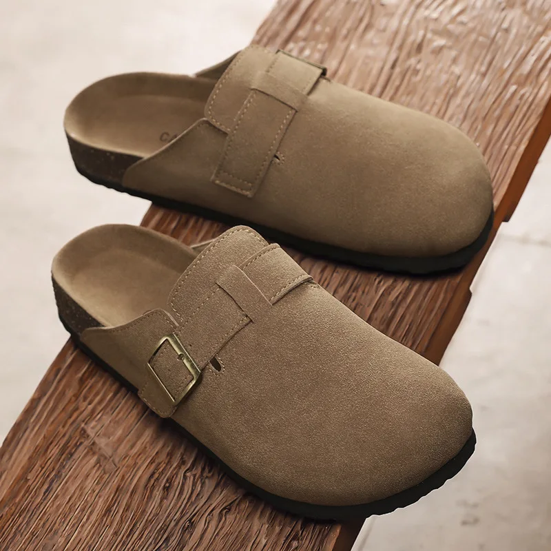 Summer New Men Fashion Slippers Retro Birken Leather Casual Slides Comfortable Street Cool Beach Shoes Man Sandals