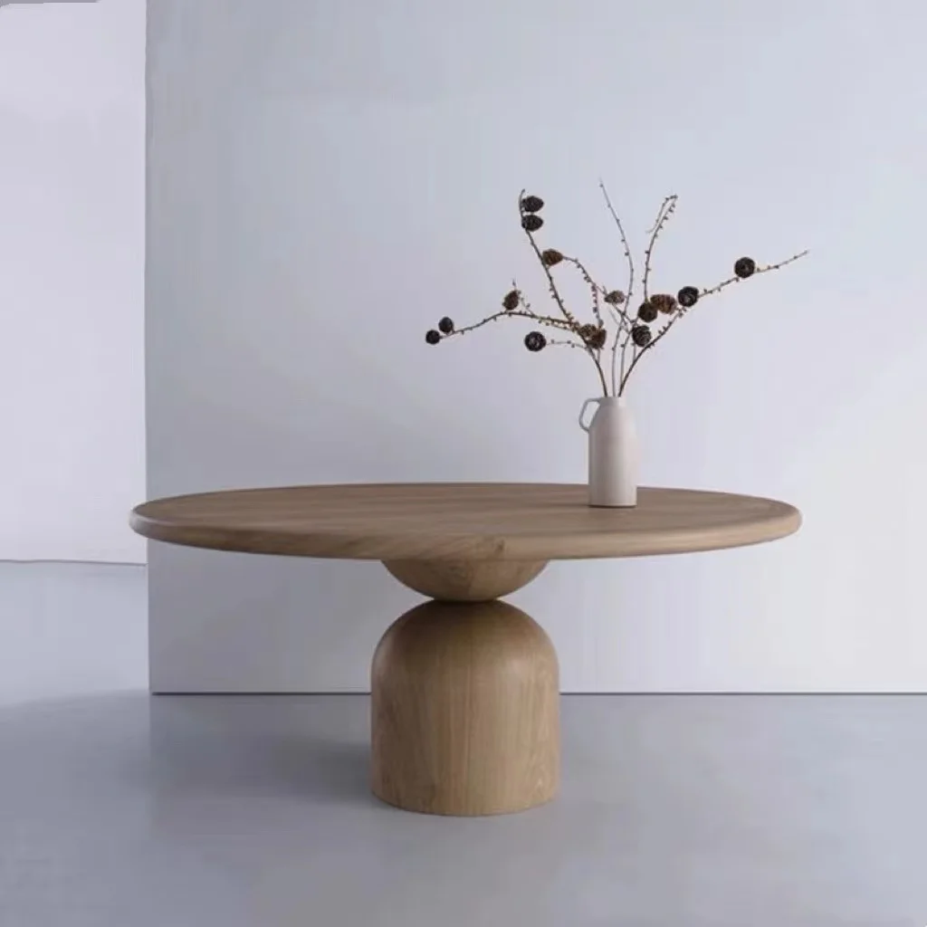 

Nordic modern creative dining table minimalist household round table solid wood desk long table designer