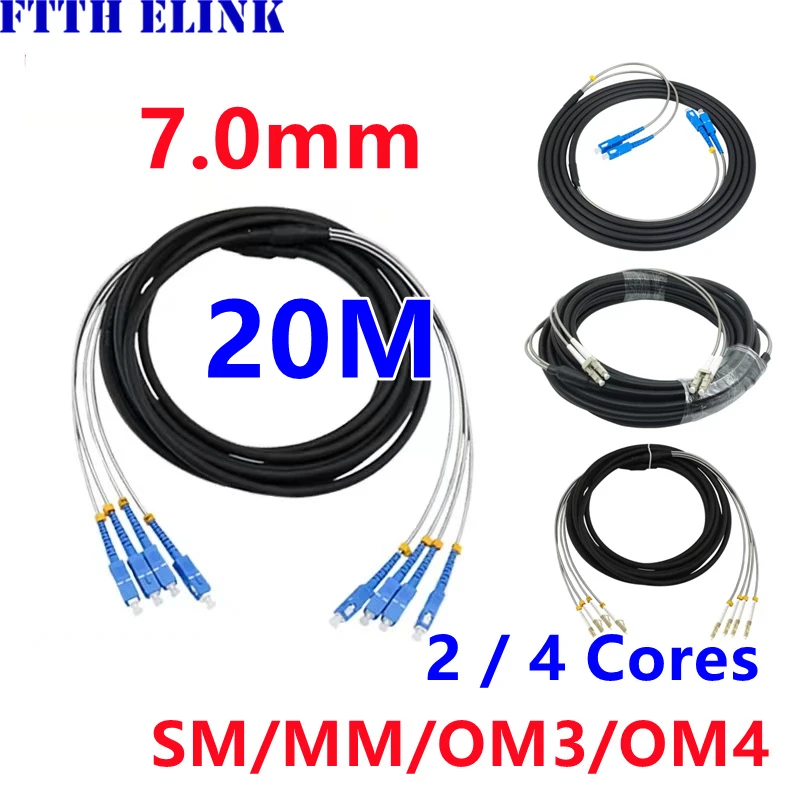 

2C 4C Outdoor CPRI Fiber optic Patchcord 20mtr SM OM3 OM4 OM2 LC SC FC ST 2 fibers 4 cores cable Singlemode FTTH jumper ELINK