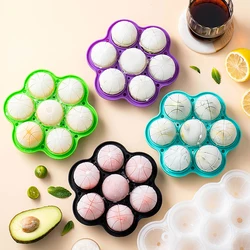 1pc Spherical Silicone Ice Grid Mold 7-hole Creative Whisky Ice Hockey Maker Easy Demolding Ice Cube Kitchen Party Bar Gadget