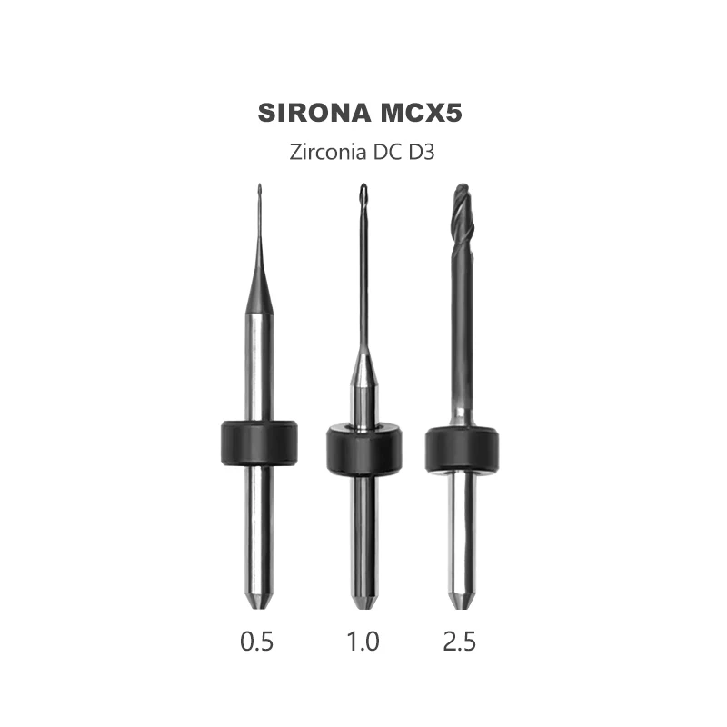 Wiertła do frezowania cyrkonowego Sirona MCX5 narzędzia stomatologiczne D3 * 2.5mm/1.0mm/0.5mm diamentowe do frezarki Sirona MC X5