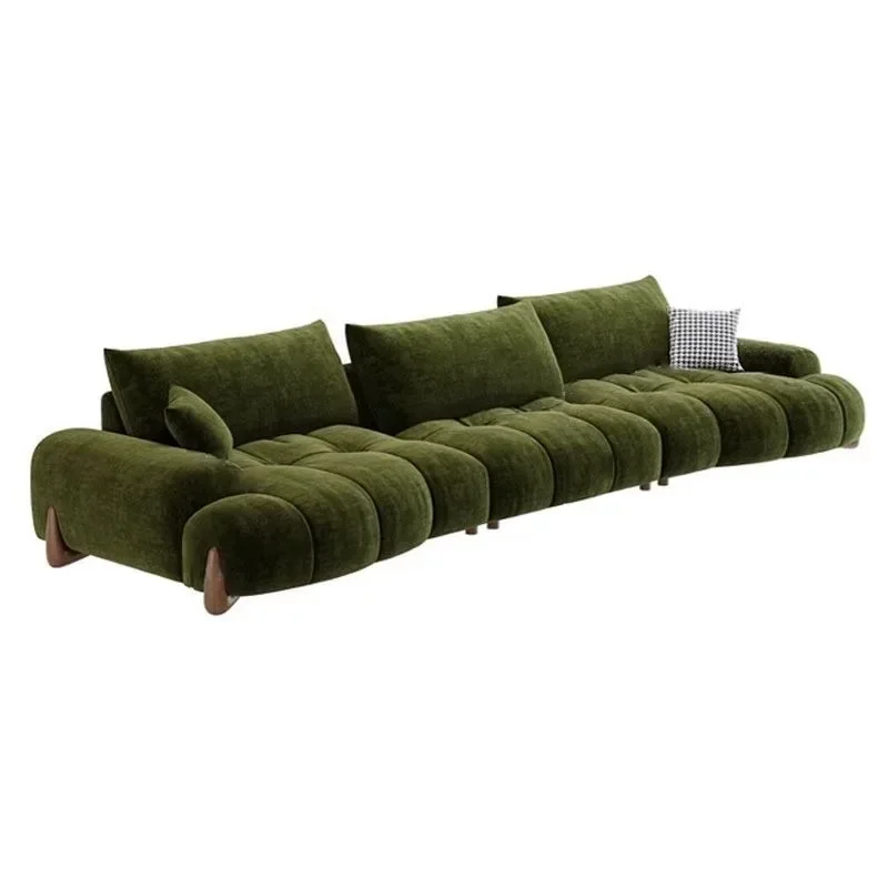 Small apartment combination curved backrest multi-function adjustment chenille sofa