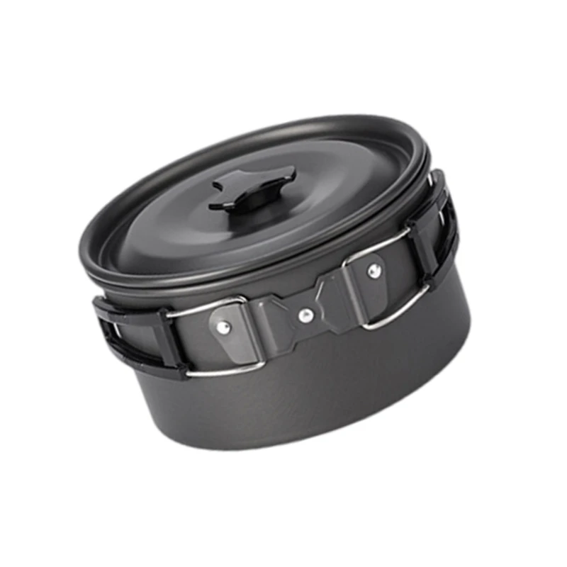 YY Camping Cook Pots with Lid and Folding Handle Outdoor Cooking Pots Utensils NonStick Camping Cookware Easy to Clean