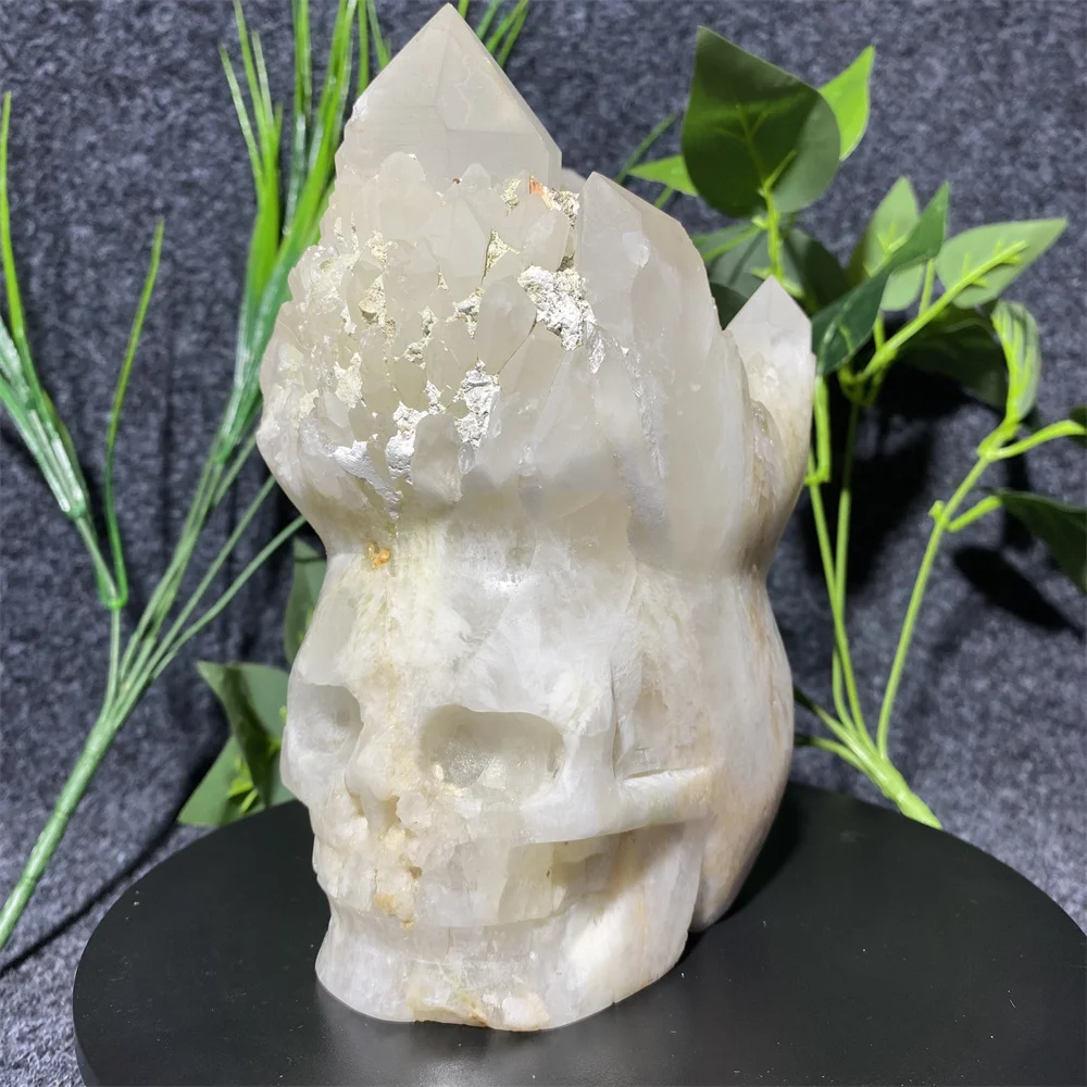 2396g Candlestone Quartz Crystal Cluster Skull Carving Handmade Beauty  Beauty Minerals Spiritual Reiki Living Ornaments Homee