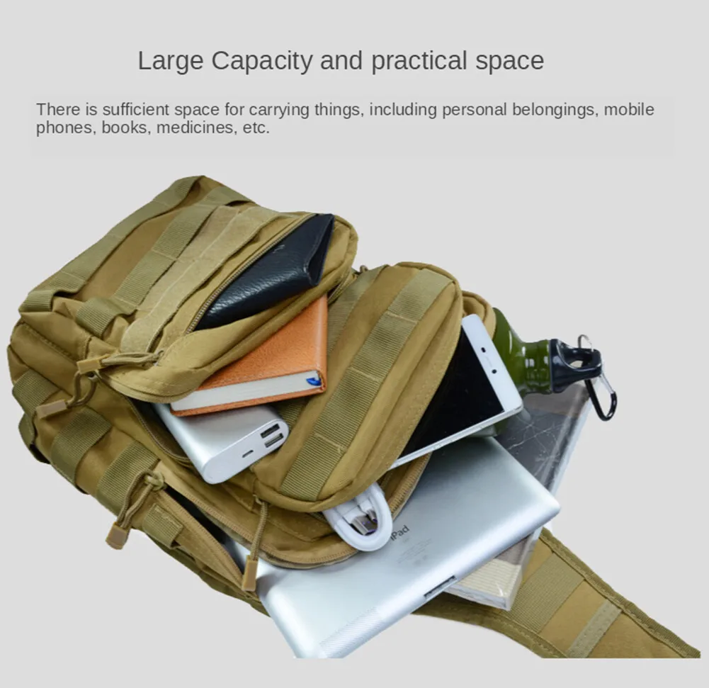 Men's Tactical Sling Shoulder Bag Molle Backpack Outdoor Hiking Travel Chest Pack Cross Body Sport Pouch Day Pack