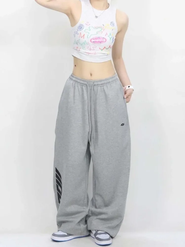 HOUZHOU-pantalones de chándal holgados Vintage para mujer, ropa de calle de gran tamaño, moda coreana, Harajuku, estilo japonés, Hip Hop, Y2k