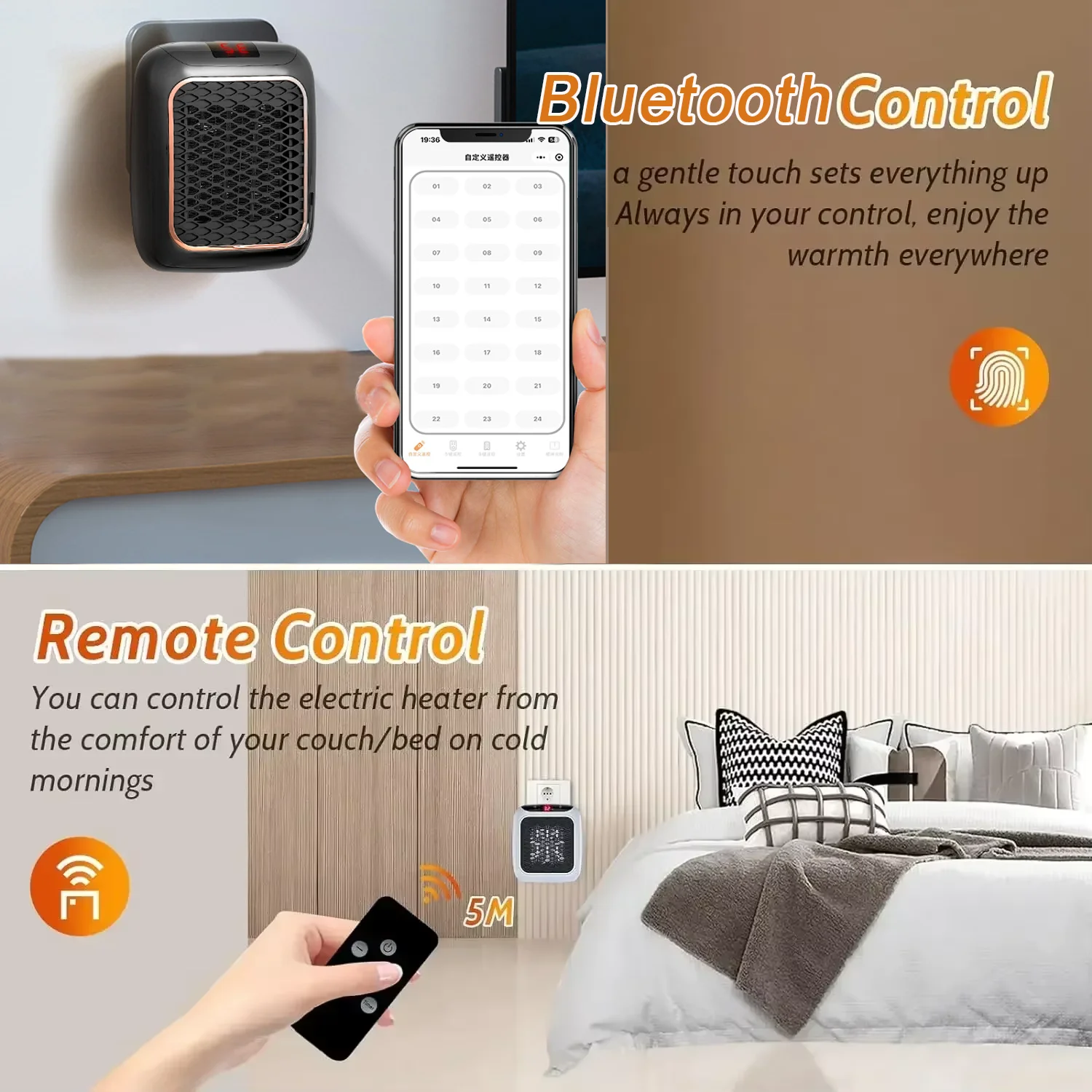 Xiaomi 1200W Portable Heater Remote Control Electric Heater Low Consumption Heating Fans Warmer Machine for Home Bedroom Office