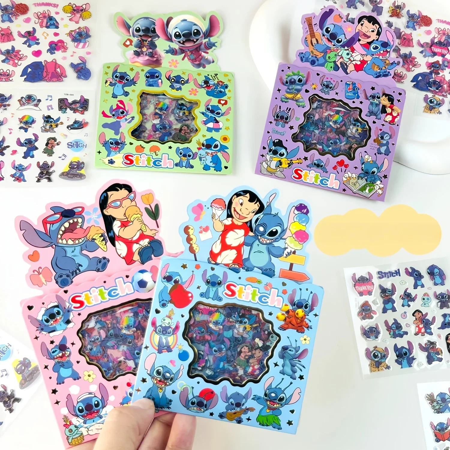 5pcs Stitch Cartoon Stickers Colorful Decals for Laptop Water Bottle Notebook DIY Journal Decor