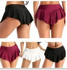 Women Fashion Skirts Solid Pole Dance Sports Yoga Tennis High Waist Plain Skater Flare Pleated Short Mini Hot Skirts