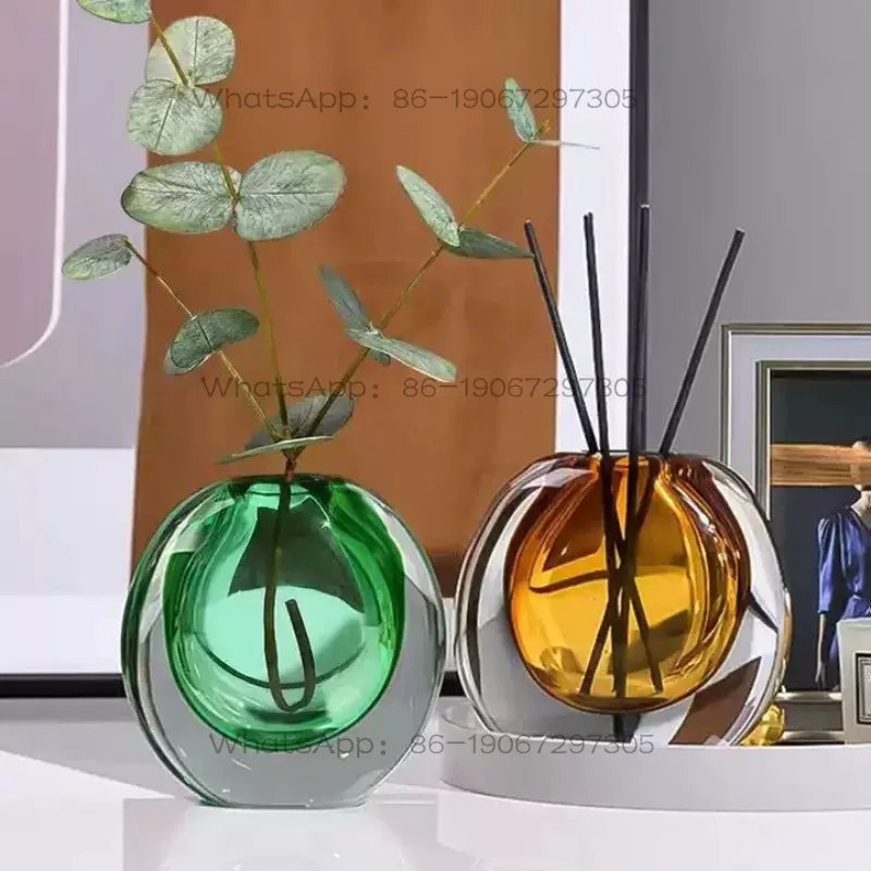 Modern Art Transparent Blown Thick-bottomed Glass Vase, Model Room Living Room Dining Table Decorative Flower Ware