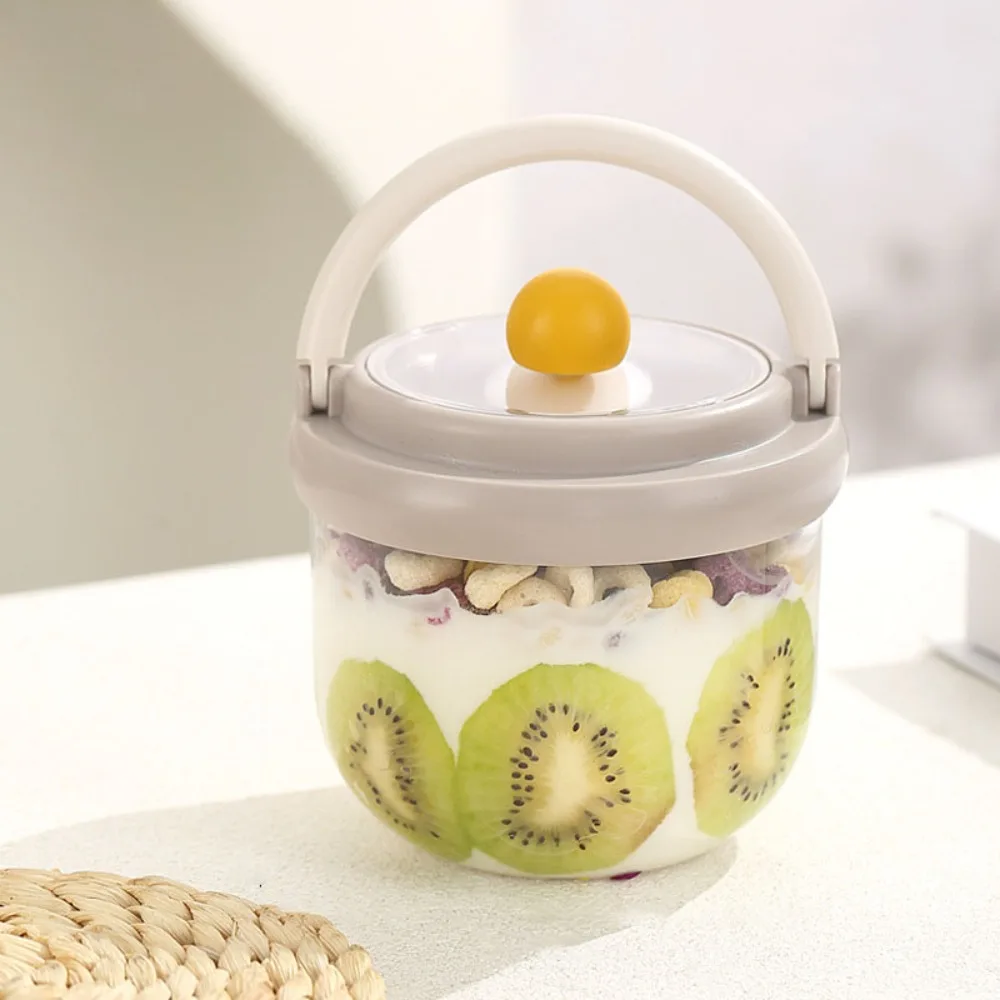 

Portable Leak-proof Salad Cup Sealed Transparent Breakfast Cup with Spoon Plastic Oatmeal Cup Outdoor