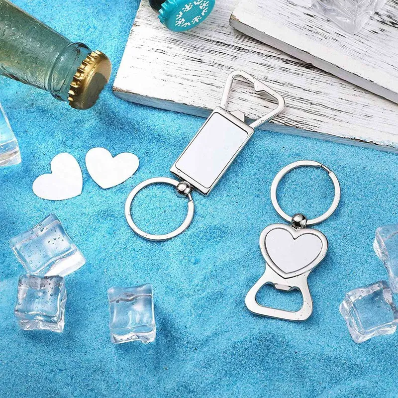 10 Pcs sublimazione portachiavi vuoto sublimazione apribottiglie in metallo portachiavi vuoto portachiavi in alluminio a trasferimento termico argento