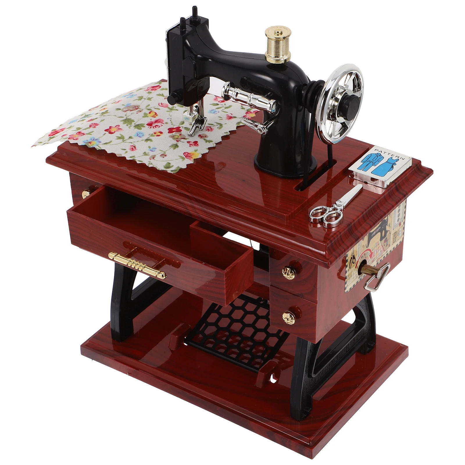 

Vintage Sewing Machine Music Box Retro Mechanical Design Creative Home Decoration Miniature Melody Gift For