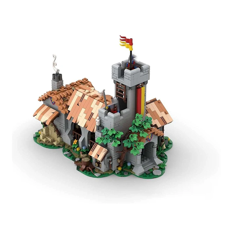 1406-piece MOC Medieval Architecture Lion Knight Royal Stable Model DIY Building Block Toy - Children's Birthday Gift