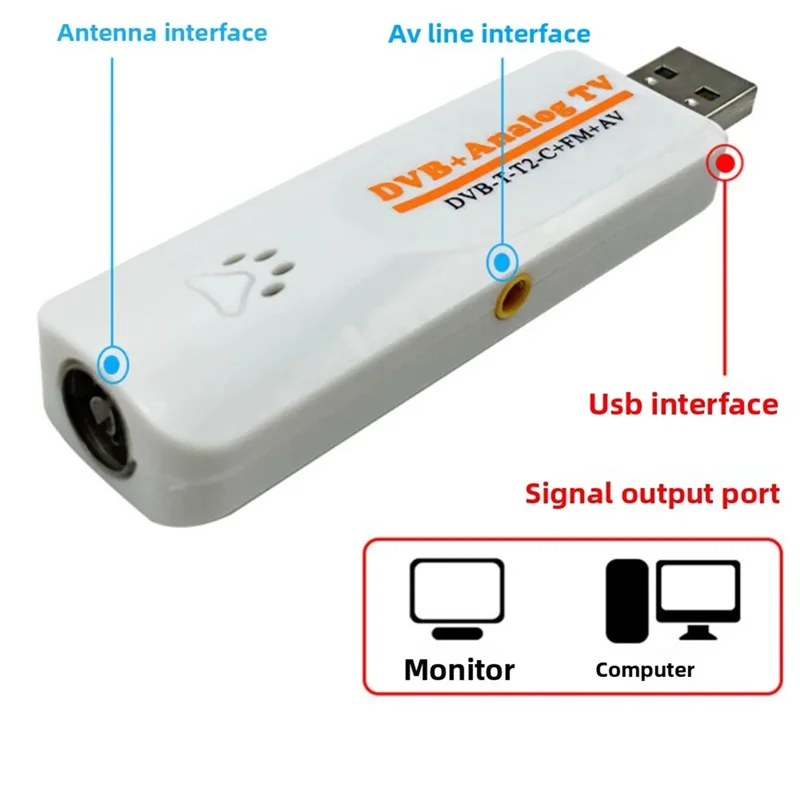 FFYY-Digital Satellite DVB T2 USB TV Stick Tuner With Antenna Remote HD USB TV Receiver DVB-T2/DVB-T/DVB-C USB TV Stick
