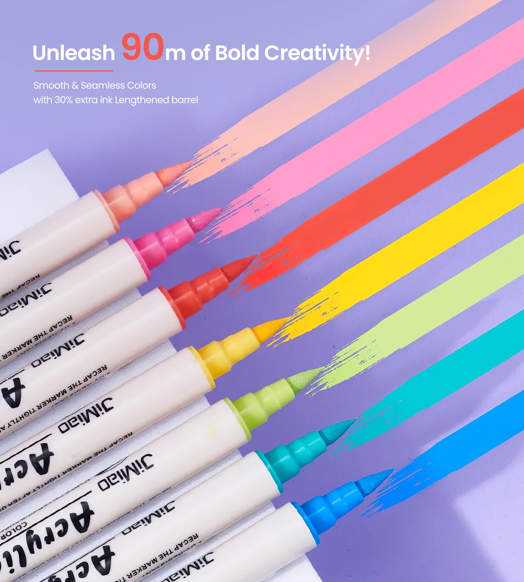 

WOOMER 36 Colors Acrylic Paint Markers High Flow Quick Dry Liquid Ink Artist Grade for Rock Painting Ceramic Glass DIY Crafts