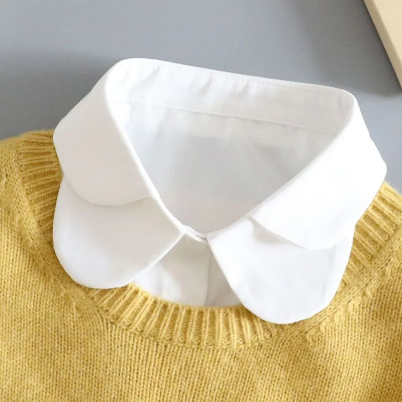 Double Layer Round Lapel Fake Collar Shirt Fake Collar Women Detachable Fake Shirt Collar Top Women White Half Shirt Faux Col