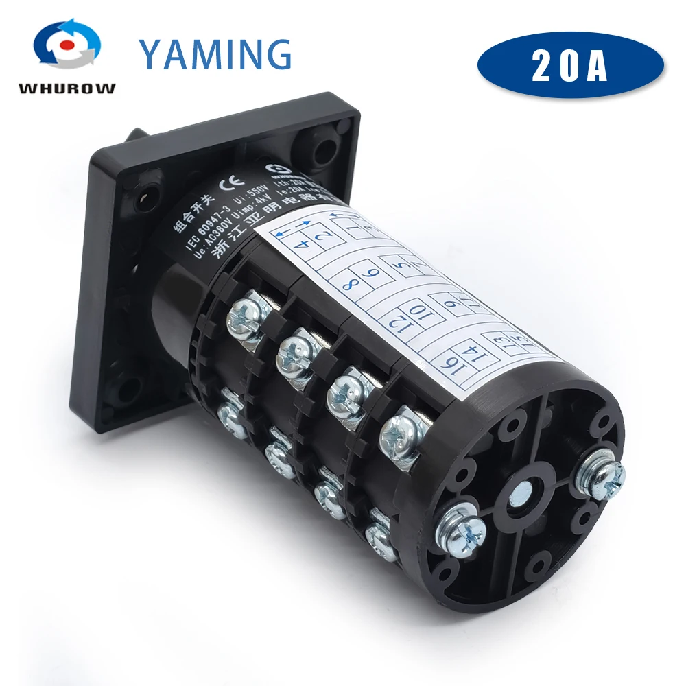 3 Position Rotary Switch HZ5B-20/4 Control Dual Power ON-OFF-ON 20A Silver Contact Selectorized Cam Switches