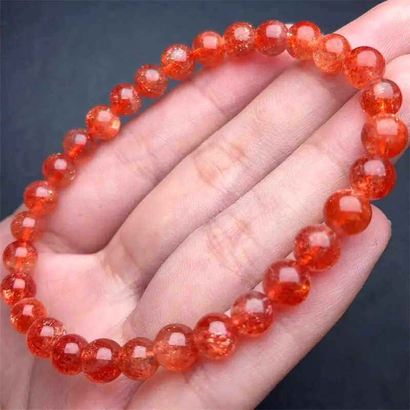 6.2MM Natural Gold Sunstone Bracelet Reiki Healing Fengshui Stone Fashion Jewelry For Women Holiday Gift 1PCS 14/16MM