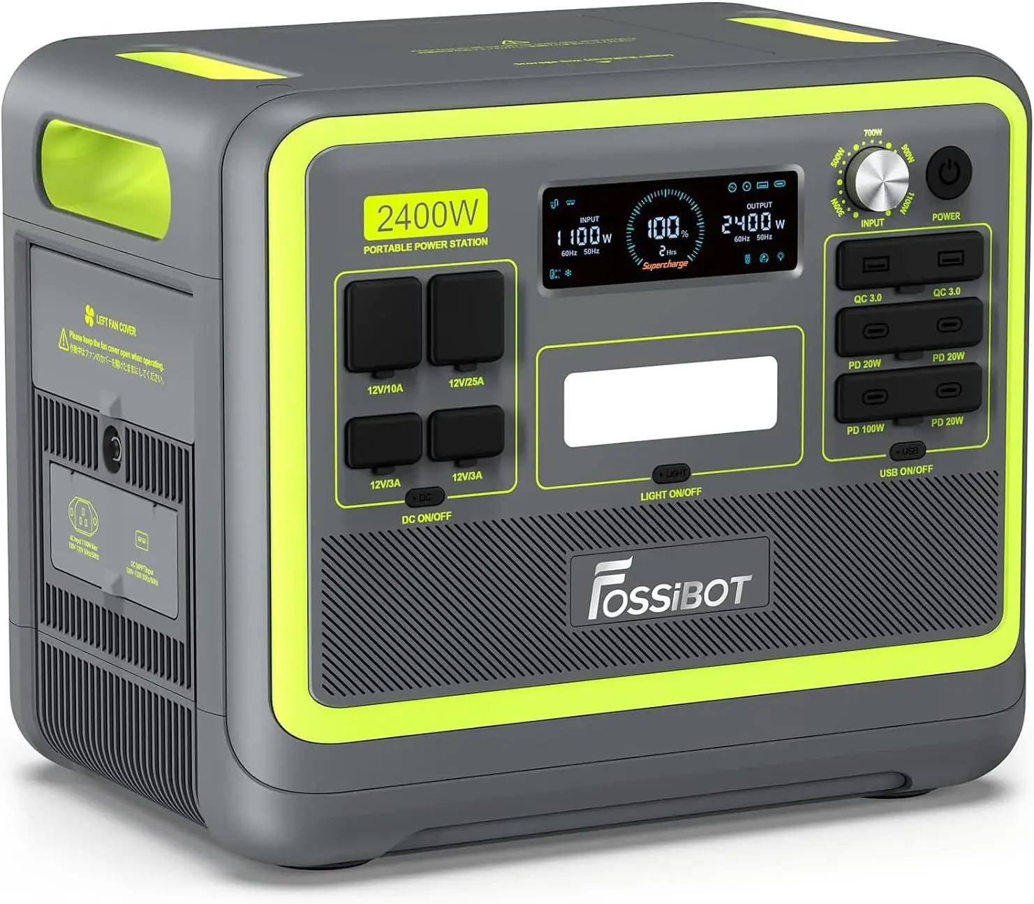 

F2400 2400W Portable Power Station and Solar Generator 2048Wh Lithium Battery with 6(Surge 4800W)AC Outlets 1.5H Full Charg