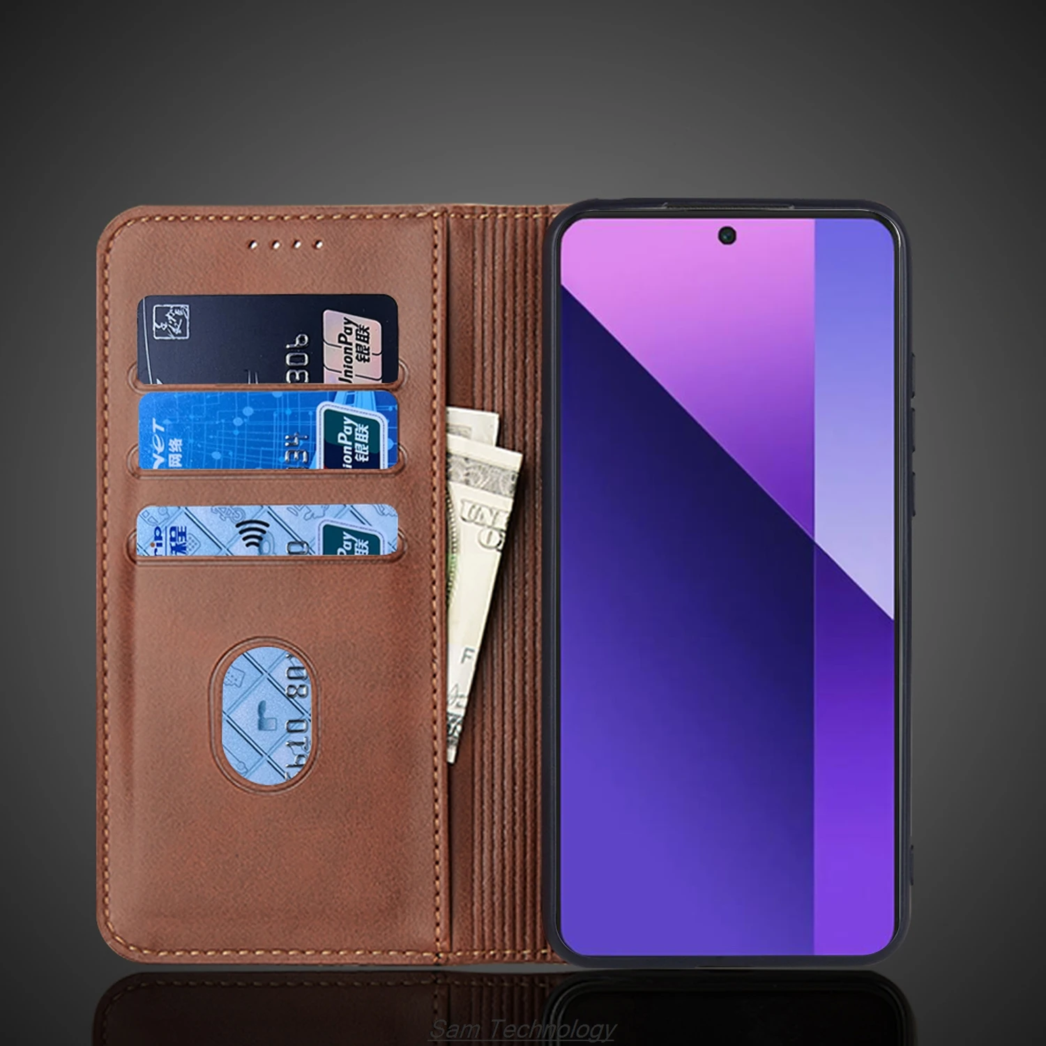Magnetyczne przyciąganie Skórzane etui dla Xiaomi Redmi Note 13 Pro plus / Note 13 Pro+ 5G Holster Flip Cover Wallet Bags Fundas Coque — zdjęcie produktu 5