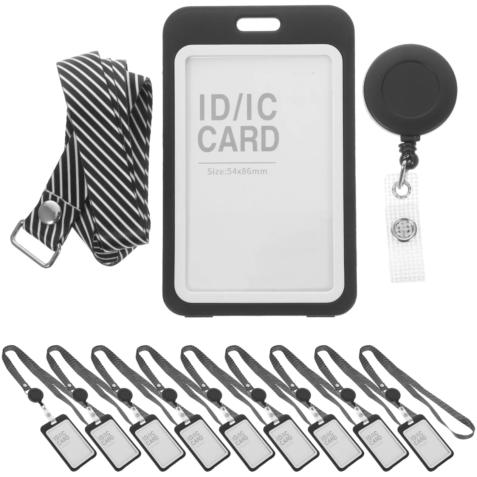 

10 set Easy Pull Button Badge Holder Clear Lanyard ID Card Sleeve Reusable Name Badge Holders for Office Security Nurses Staff