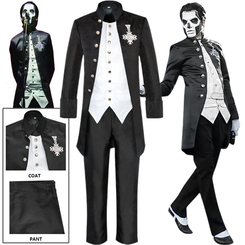 Disfraz de Anime Cool Ghost para hombre y mujer, disfraz de Anime Papa Emeritus Ghost B.C, uniforme, traje elegante, fiesta de Halloween, juego de rol