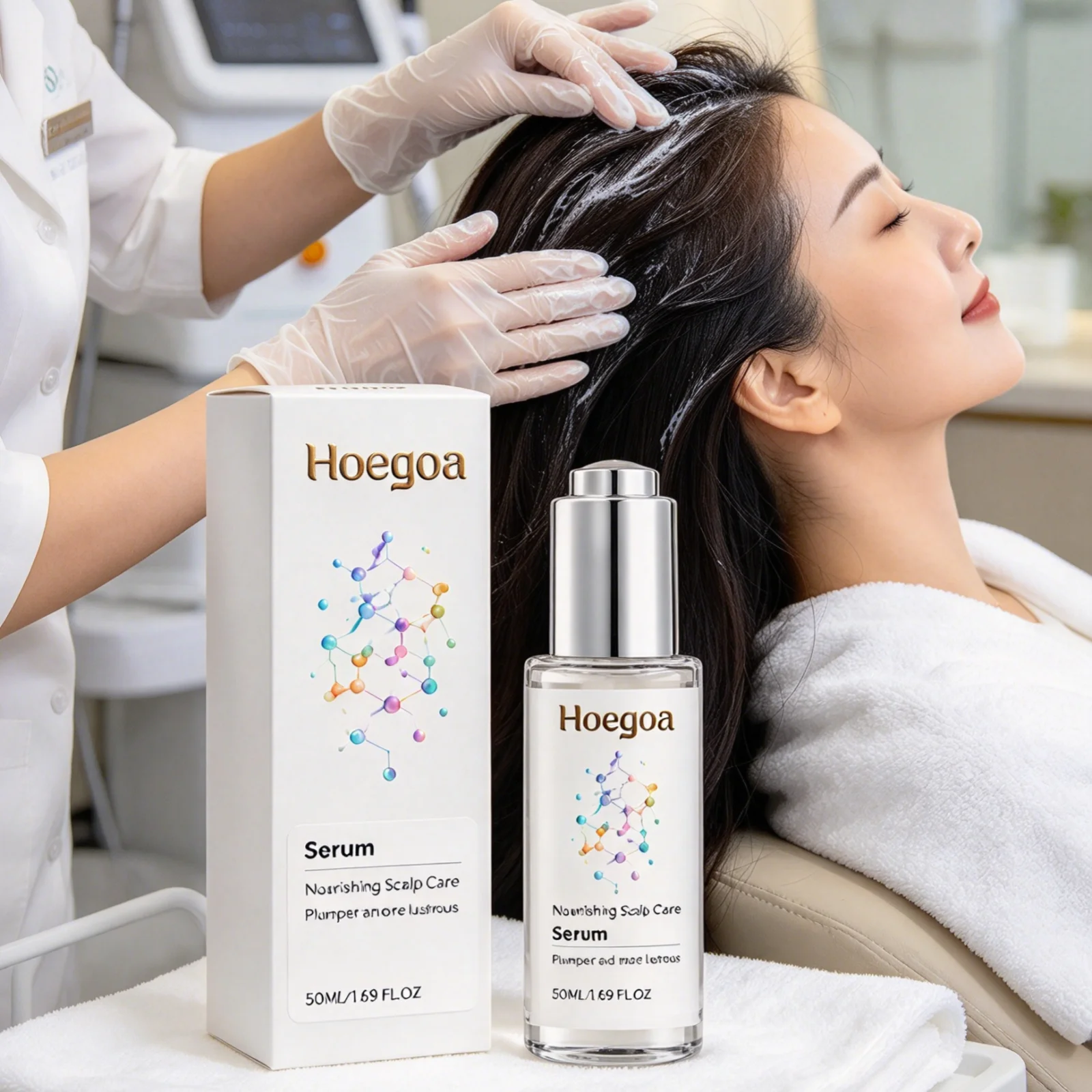 Hoegoa Nourishing Scalp Serum Long Lasting Moisturizing Hair Soft Smoothing Non Greasy Improve Dry Rough Scalp Care Liquid 50ml
