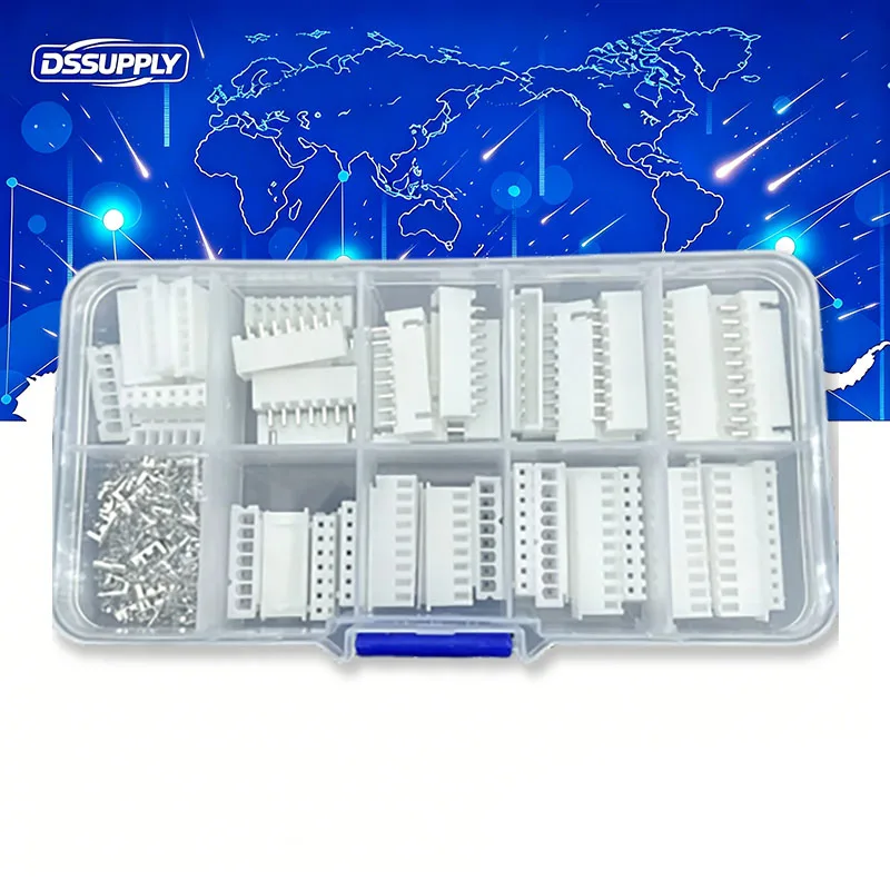 XH2.54 Terminals Plastic Shell Male Female Plug Socket 260PCS/Box Set 6/7/8/9/10 Pin Wire Connector XH 2.54 6P 7P 8P 9P 10P KIT