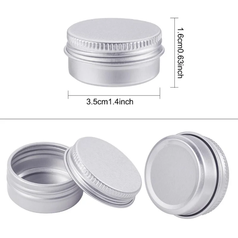 24pcs Round Aluminium Cans 10ml Screw Top Lid Storage Containers for DIY Crafts Jewelry Spice Cosmetic Jars Portable Travel Box