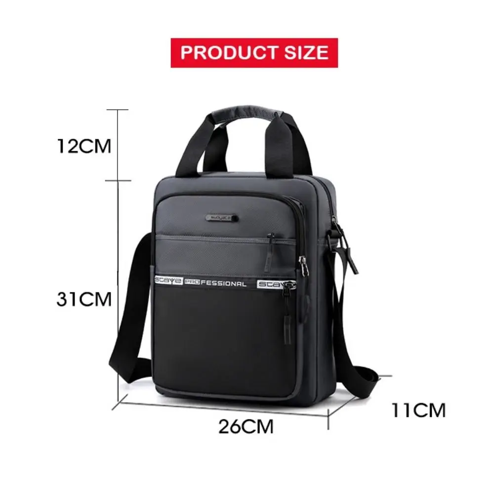 Men\'s Business Shoulder Bag Fashion Casual Solid Color Large Capacity High Quality Oxford Cloth Waterproof Multifunctional Bag