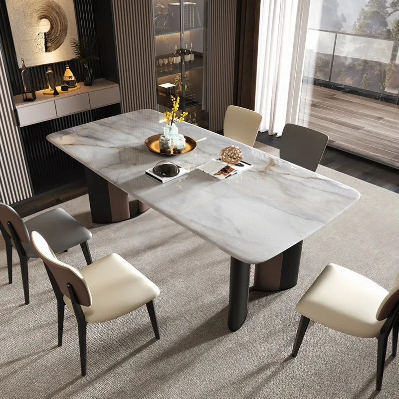 Italian light luxury, natural luxury stone, marble dining table, microcrystalline stone, supercrystalline stone dining table, hi