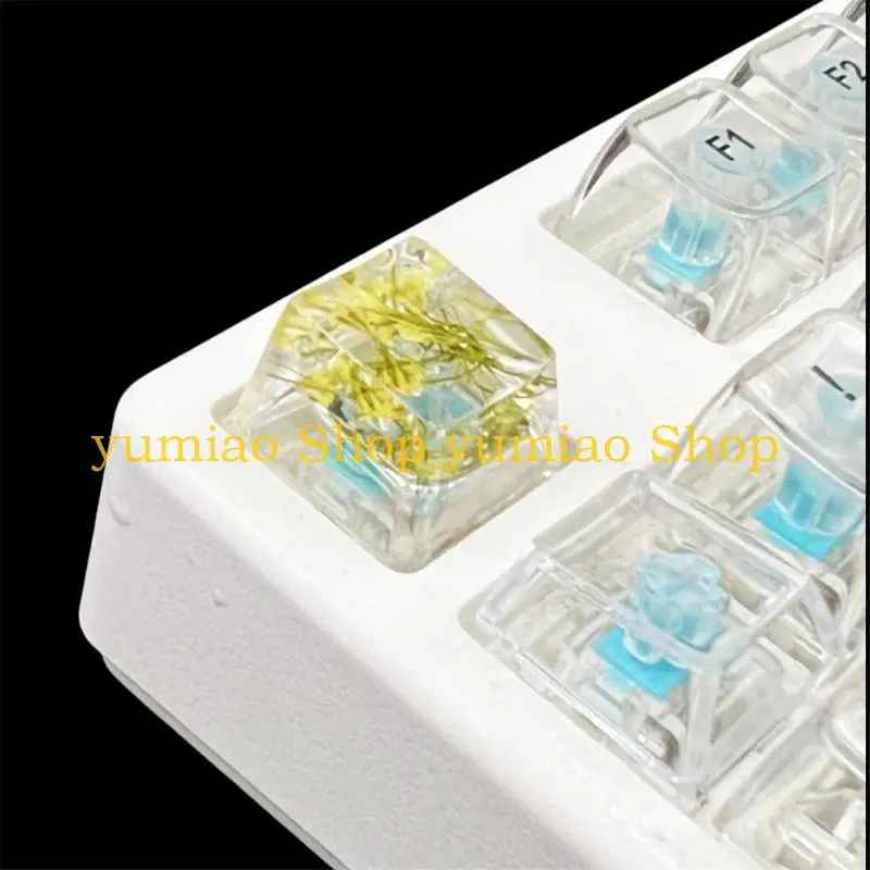 587B Artistic Mechanical Keyboards Keycap with Genuine Flower Detailing for Typists