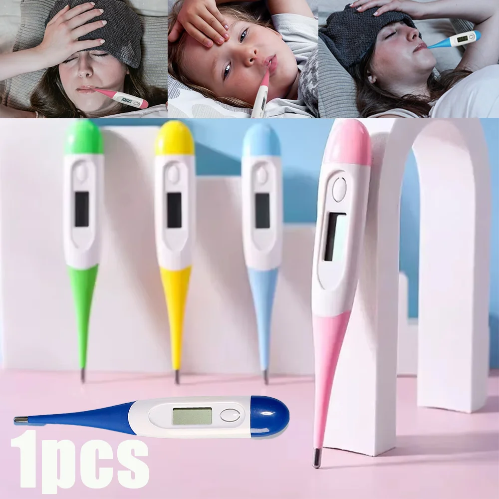 1 قطعة ميزان الحرارة الرقمي الإلكتروني قياس درجة الحرارة المنزلية لينة رئيس تجويف الفم تحت الإبط ميزان الحرارة كاشف الحمى #1
