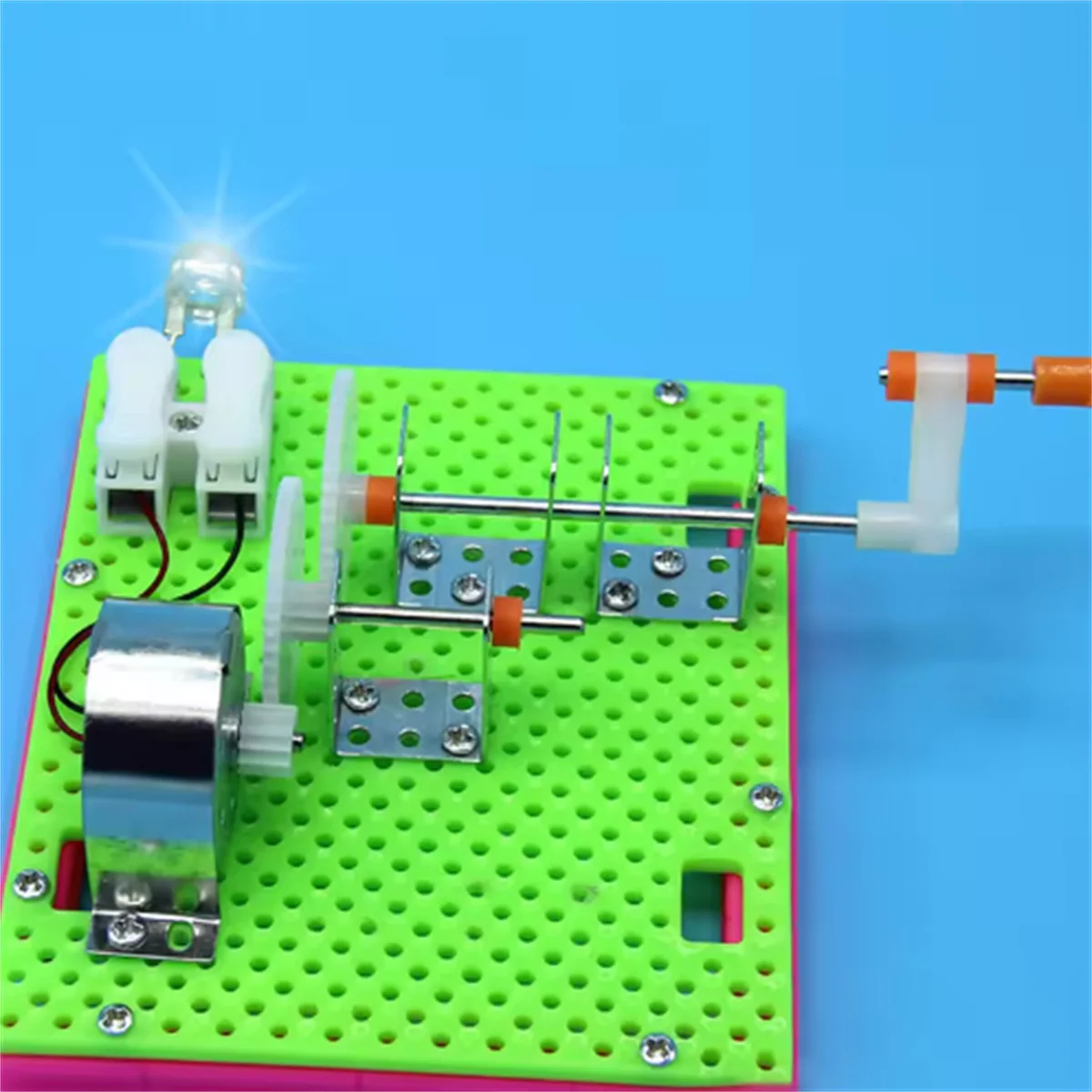 1Pcs Funny Science Physical Experiment Small Invention Education Toys DIY Hand Crank Generator Model Children Learning Toy