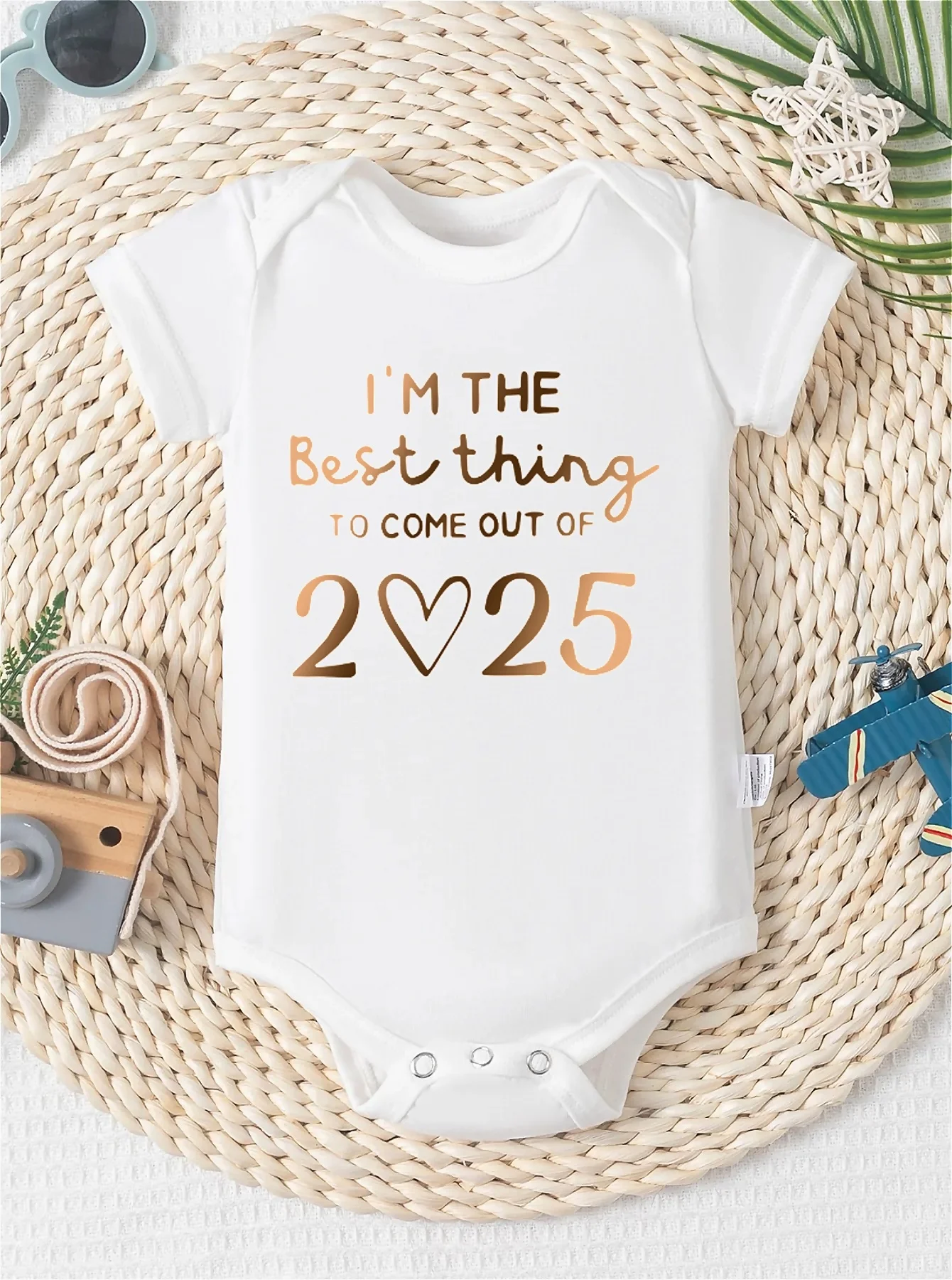 Baby Bodysuit, Summer Short Sleeve Crew Neck, Polyester 100% Knit Fabric, Regular Fit with Slight Stretch ﻿