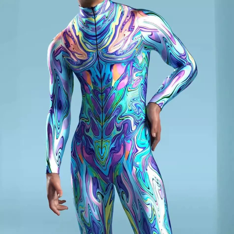 

Cosplay Mechanical Bodysuit Cool Colored Drawing Jumpsuit Steampunk Costume Halloween Carnival Party Men Women Zentai Suit