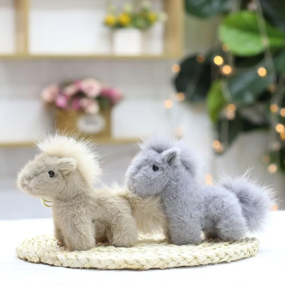 New Cartoon Horse Plush Doll Keychain Stuffed Animals Cute Backpack Charm PP Cotton Standing Position Bag Pendant Birthday Gifts