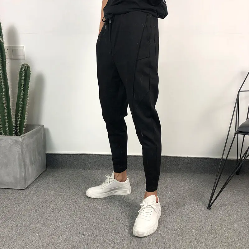 Avant-Garde  Personalized Stretch Casual Ankle Banded Pants Men's Harajuku Style Pure Color All-Matching Tapered Boot
