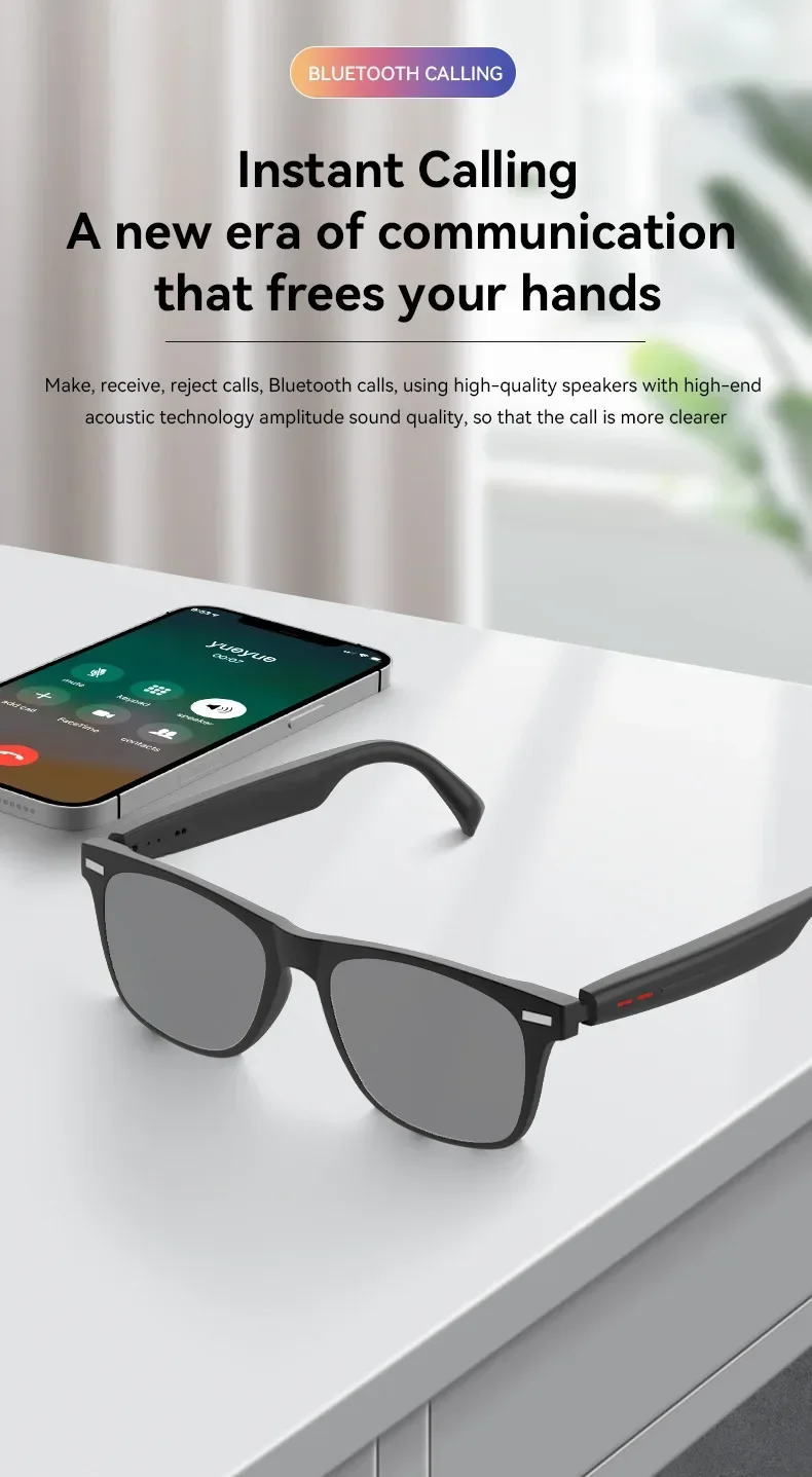 Lenovo New Upgrade Smart Glasses Control Camera Video Recording AI Photo Recognition 8K Smart Bluetooth Call Translation Glasses