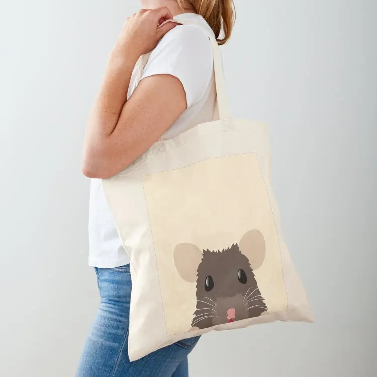 

Cute peeking pet RAT Tote Bag Shopper bag bag for beach eco folding
